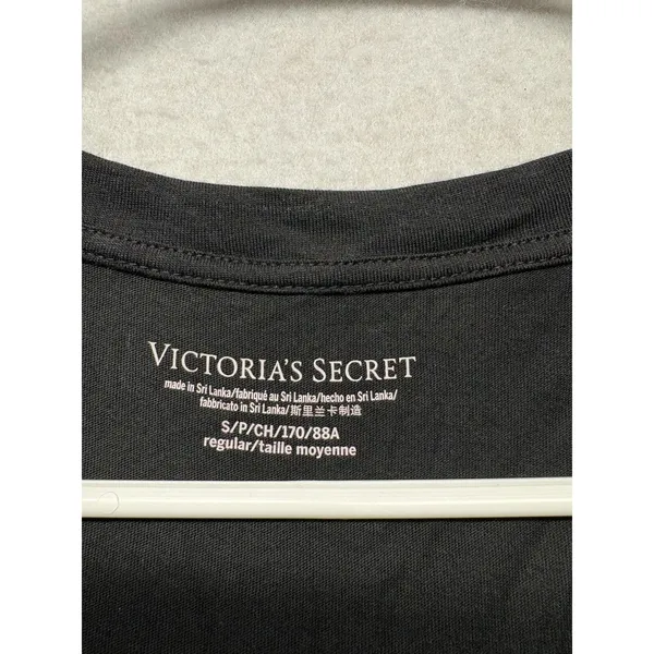Victoria's Secret Black Short Sleeve Oversized T Shirt Pajama Shirt Size Small - Image 2