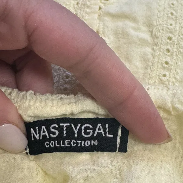 Nasty‎ Gal Womens Yellow Casual Eyelet Skirt Size 10 or Medium Italy Cotton - Image 4
