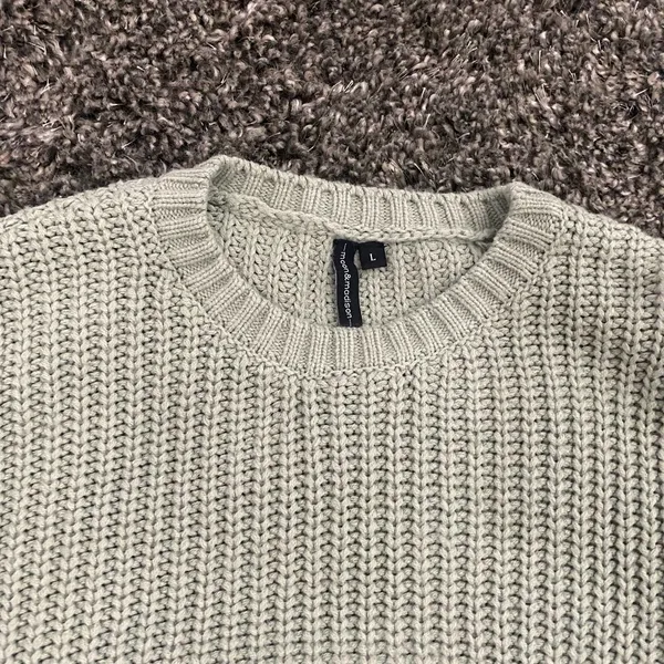 Moon & Madison Ballon Sleeve Cropped Knitted Sweater in Sage, Size L​​​​​​​​​ - Image 3