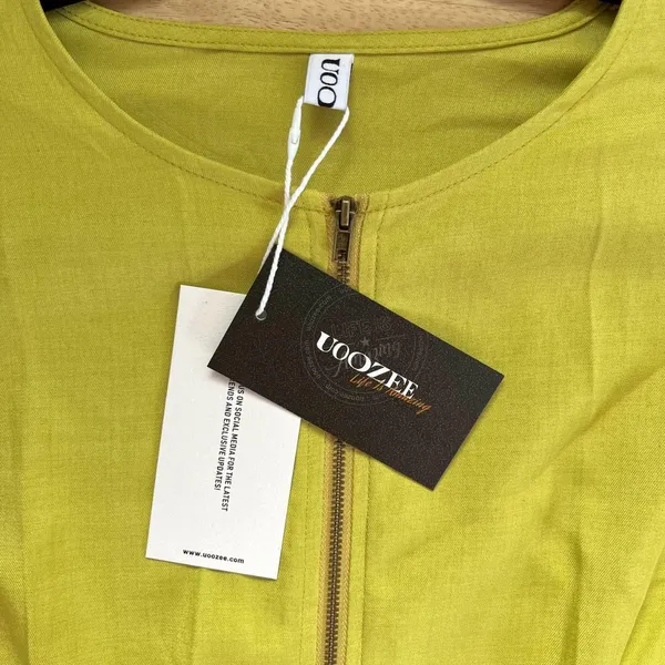 NWT Uoozee A-Line Loose Pleated Front-Zipper Maxi Dress in chartreuse green XL - Image 4