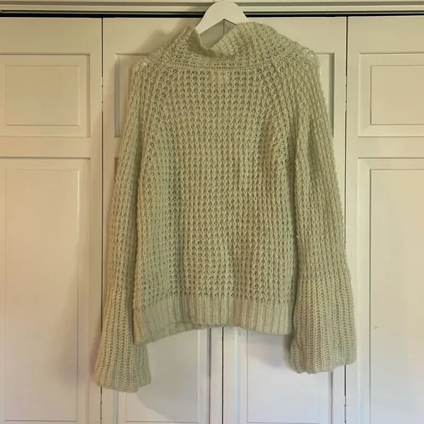 Anthropologie Maeve Dionne chunky knit mint sweater large - Image 6