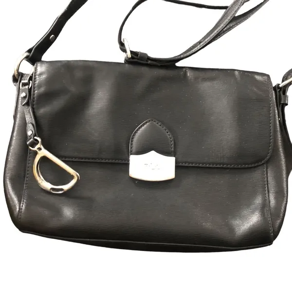 VTG Lauren Ralph Lauren Black Crossbody Shoulder Bag Leather Inner Pockets 10X8 - Image 2