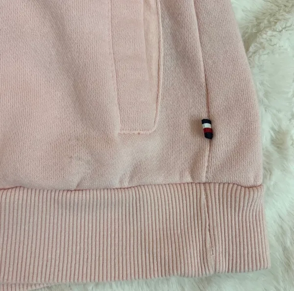 Tommy Hilfiger Light Pink Quarter Zip Sweatshirt With Pockets Kid's Extra Large - Image 11