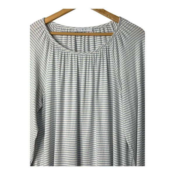 LAKE‎ Pajamas Pima Long Sleeve Top Womens L Blue Striped Modal Lounge Sleepwear - Image 3