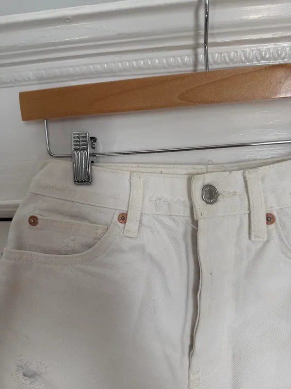 Free People White Denim Shorts - Image 2