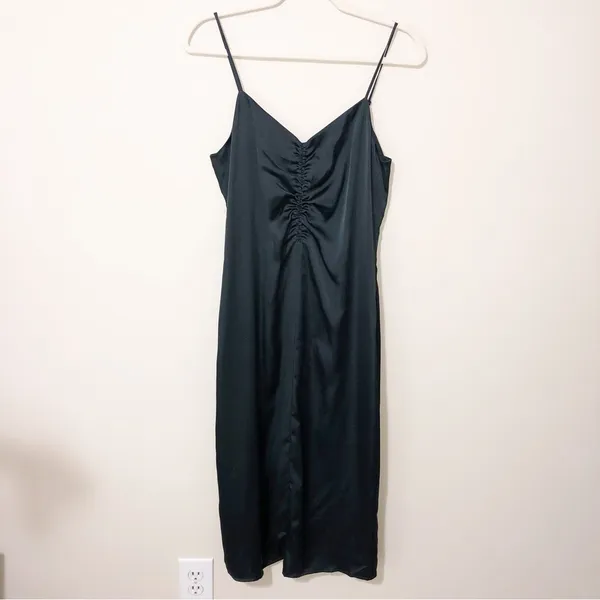 Autumn Wedding Guest Dress Size S Green Midi Slip Evening Glam 90s Vibes Express - Image 8