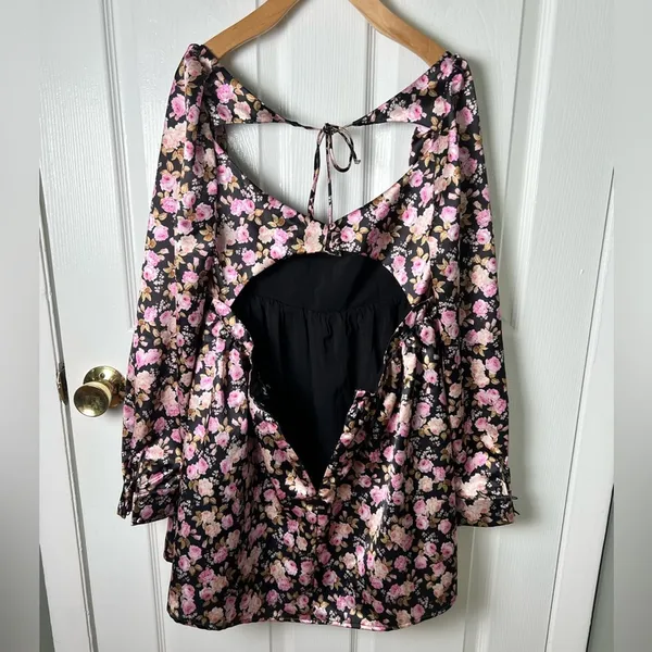 For Love And Lemons Floral Kate Long Sleeve Mini Dress M - Image 9