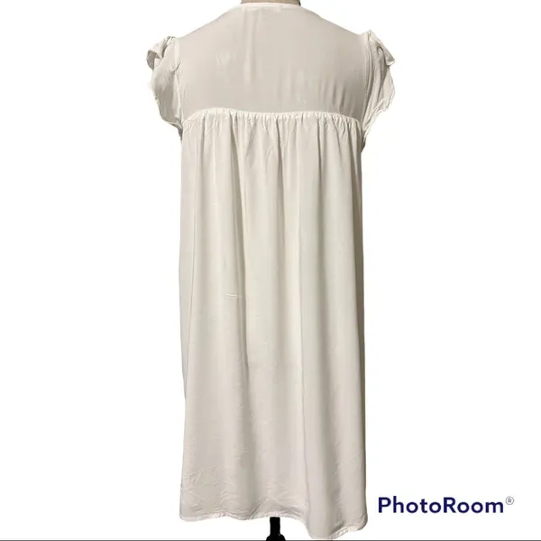 ANDREE by Unit womens SM Ivory White Embroidered dress vneck short sleeve lined - Image 5