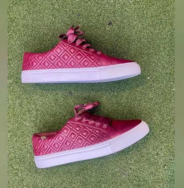 Tory Burch Marion Quilted Red Agate Leather Trainers Sneakers Size US 8.5 - Image 6