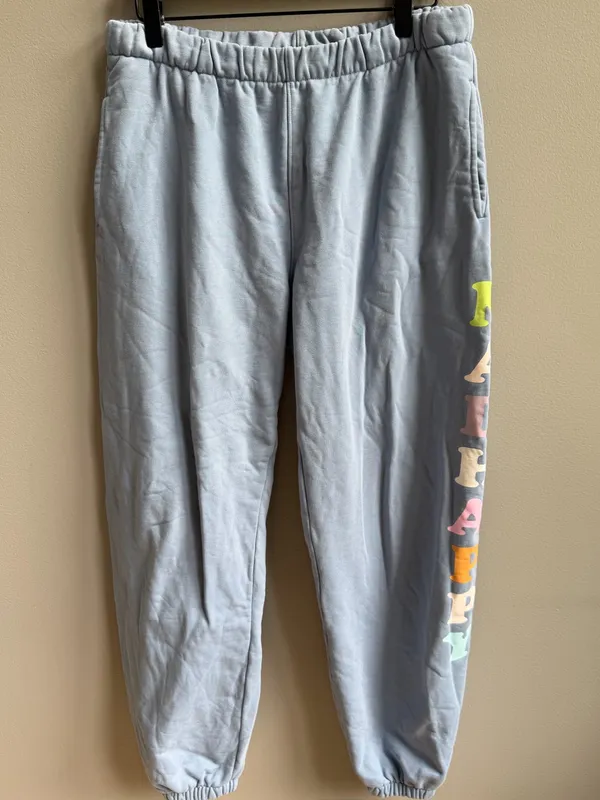 Madhappy Pastels French Terry Cotton Sweatpants Joggers High Rise Frost Blue L - Image 4