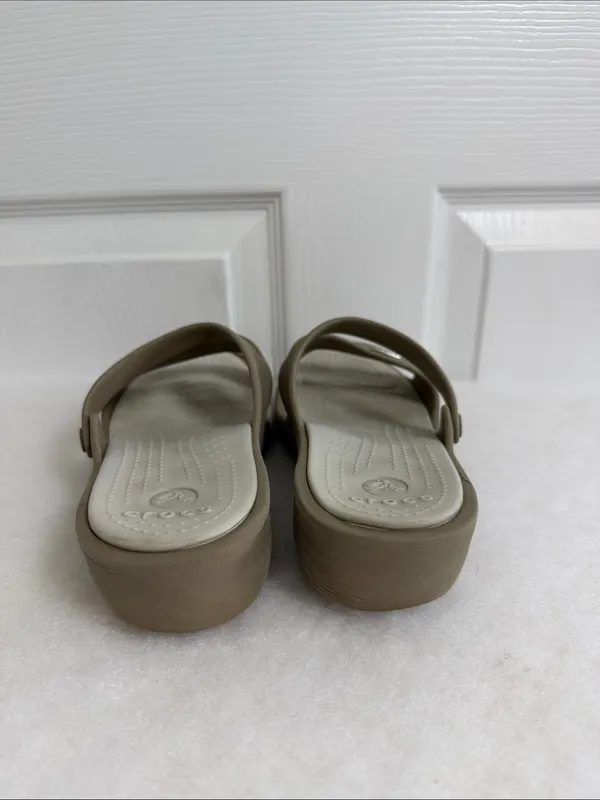 Women's Crocs Swiftwater Beige Slip On Size 8 - Image 3