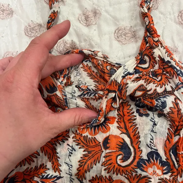 Free People Bohemian Orange Blue floral Patterned thin slouchy bag - Image 2