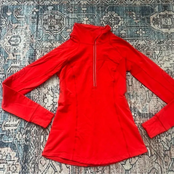 Lululemon Run Toasty Tech Pullover Love Red Size 6 1/4 Zip Running Jacket Shirt - Image 13