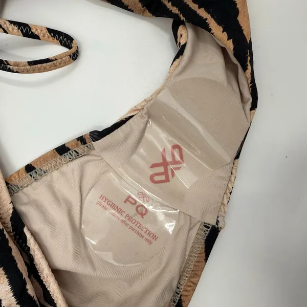 PQ Swim Bikini Bottom SZ Small NWT Cleo Link TieSide Teeny Tiger Print Gold Ring - Image 15