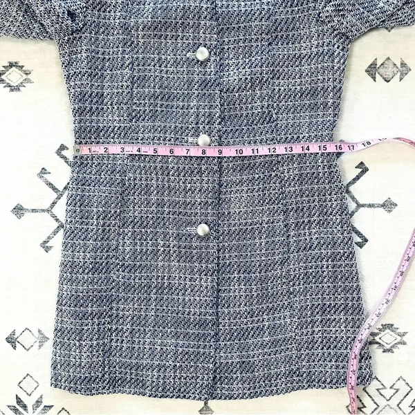 ZARA Long Structured Tweed Button Down Blazer Coat Small - Image 8