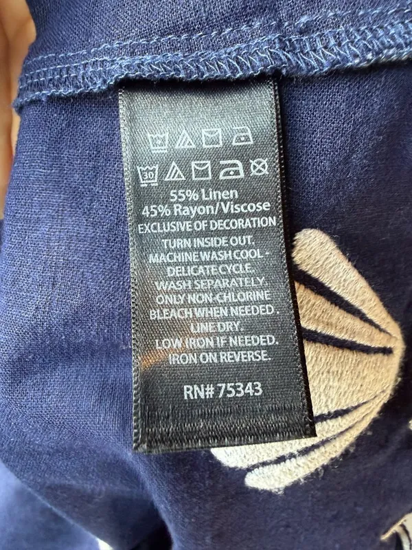 Calypso St. Barth Navy Linen Blend Scallop Hem‎ Shell Dress Small Coastal Boho - Image 7