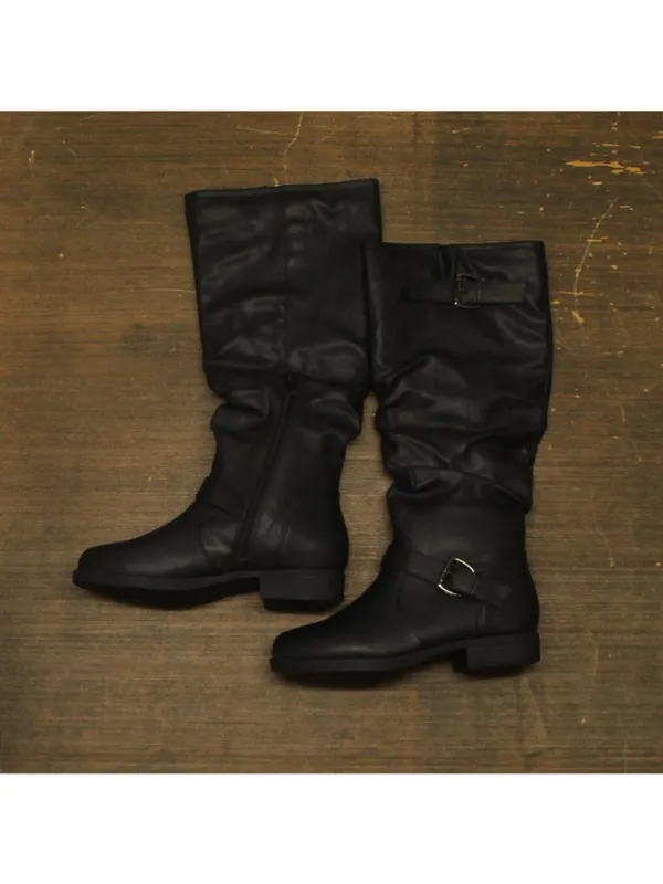 NWT Journee Collection Womens Stormy Boot Faux Leather Slouch Black 8M - Image 5