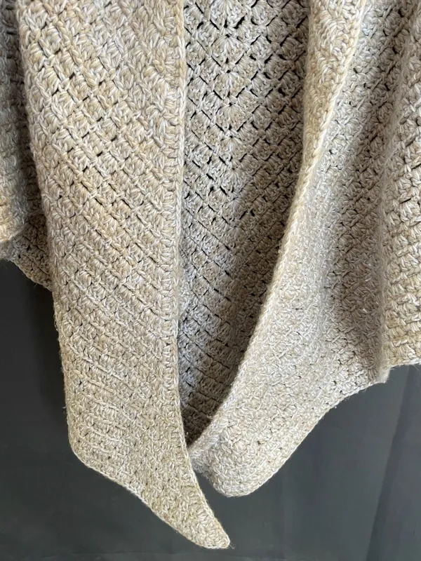 Handmade Crochet Wrap Shawl Cardigan Heather Beige - Image 2