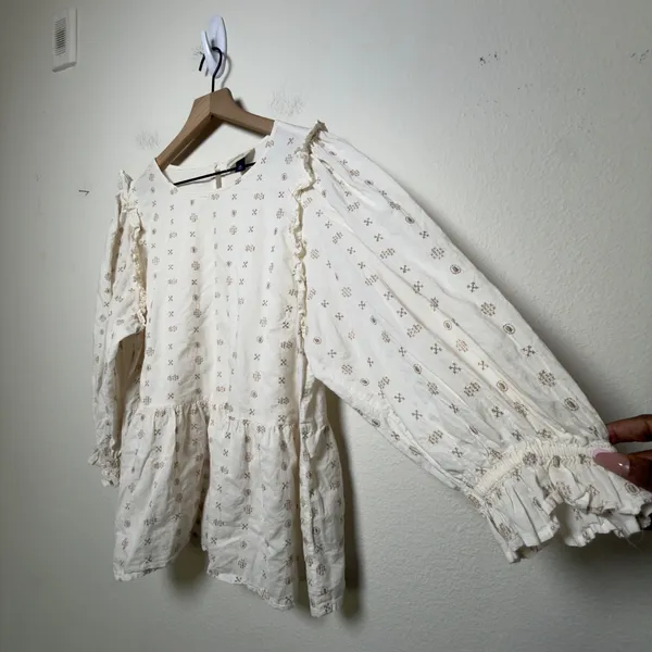 Universal Thread‎ Women 100% Cotton Peplum Top XXL White Embroidered Cottage - Image 6