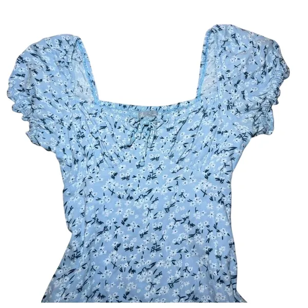 Sky‎ & Sparrow Blue Floral Embroidered Puff Sleeve Mini Dress Cottagecore Square - Image 8
