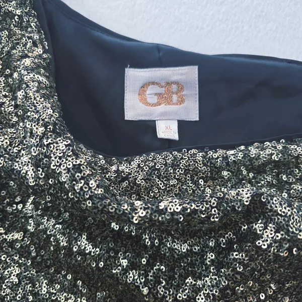 GB Sequin One Shoulder‎ Party Dress Cocktail Shimmer Golden Sparkle XL - Image 3