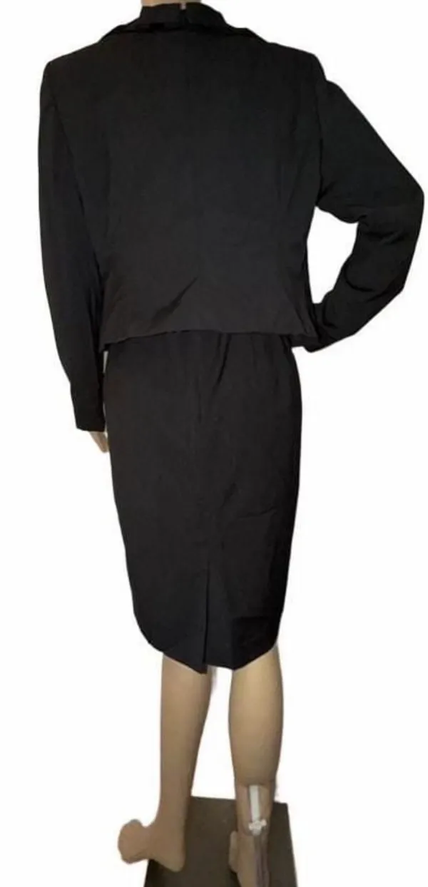 Kasper 2-Piece Pinstripe Dress & Ruffle Jacket Suit Set - Black / Grey, Size 6 - Image 6