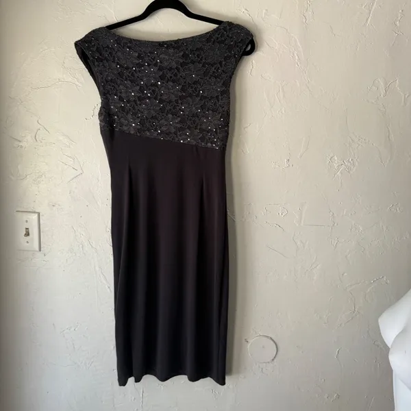 Dressbarn Y2k Dress Women's Size 6 Gray Lace‎ & Sequin Party Going Out - Image 7