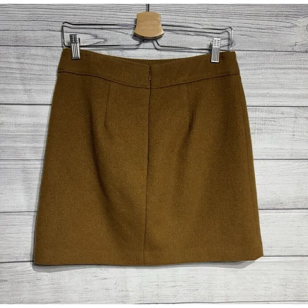 LOFT Wool Blend A-Line Mini Skirt Brown Sz 2 - Image 3