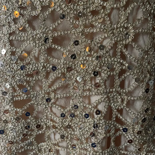 Forever 21 Stunning lace embroidered open back Gold dress with sequin sz medium NWOT - Image 8