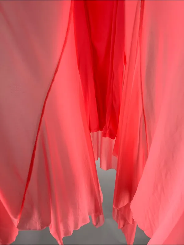 Haute Monde Neon Pink Draped Mesh Asymmetrical Maxi Dress Size S - Image 6