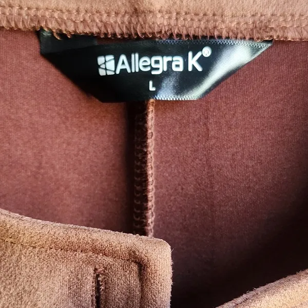 Allegra K Womens Jacket Brown Faux Suede Cropped‎ Gold Button L - Image 3