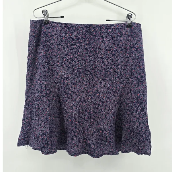 Boden Mini Skirt Womens 12R Navy Blue Floral‎ Viscose Lined Back Zip T0318 - Image 2
