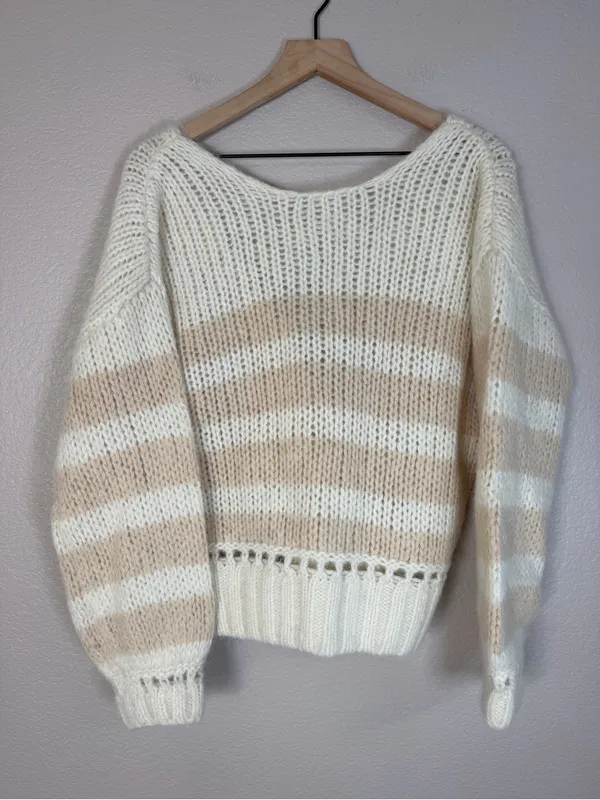 Sezane Lysandre Knit Jumper Sweater in Ecru Camel size Medium $198 - Image 8