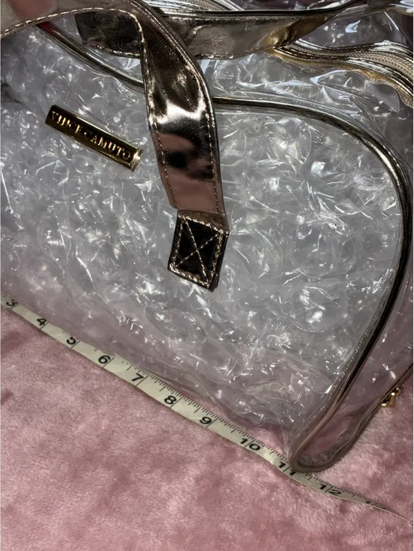 NWT Vince Camuto Clear Travel Bag with Metallic Gold Trim - Image 6
