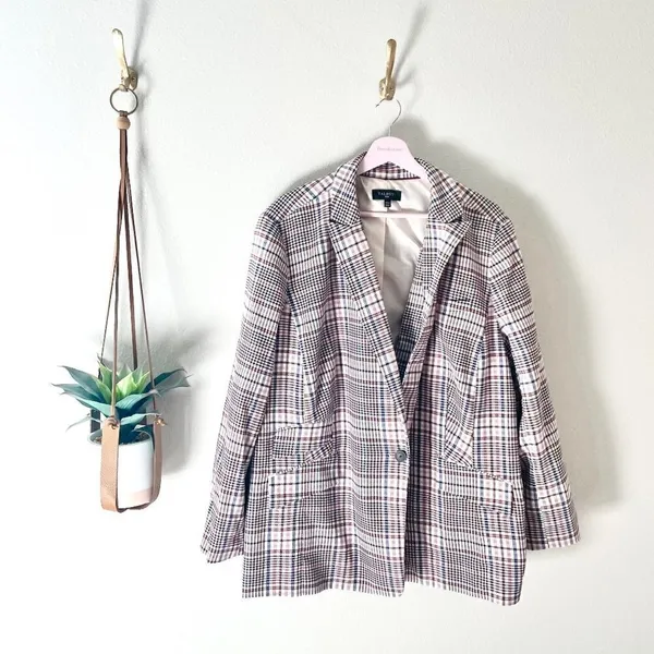 Talbots Multicolor Plaid Stripe Blazer Jacket Women’s Size 24 Classic Fit Preppy - Image 2