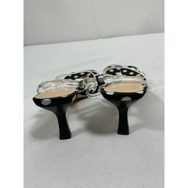 Womans New Aiunllnd Strappy Slingback Sandals 8.5 Black White Polka Dots - Image 4
