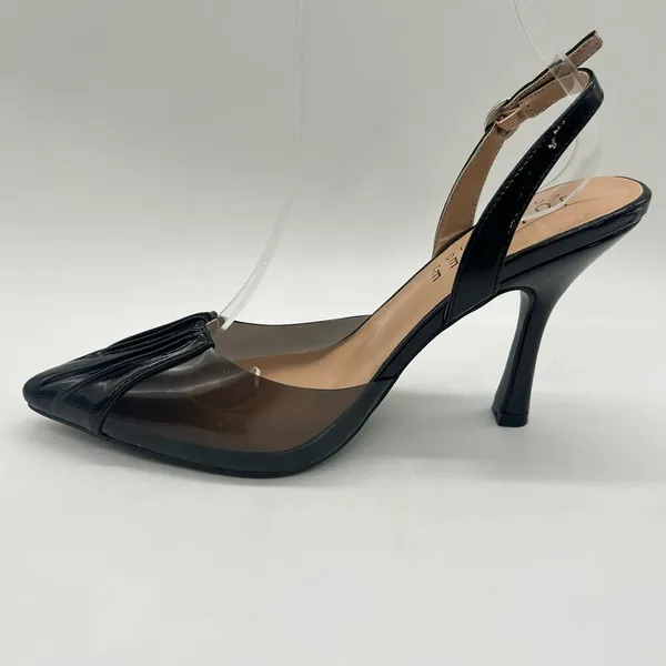 Journee Collection‎ Heels Womens 7 Black Ivyann Vegan Leather Stiletto Pumps NEW - Image 2