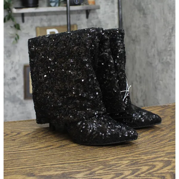 NWT a new day Womens Abba Sequin Foldover Tall Boots 91636693 Black 7M - Image 5