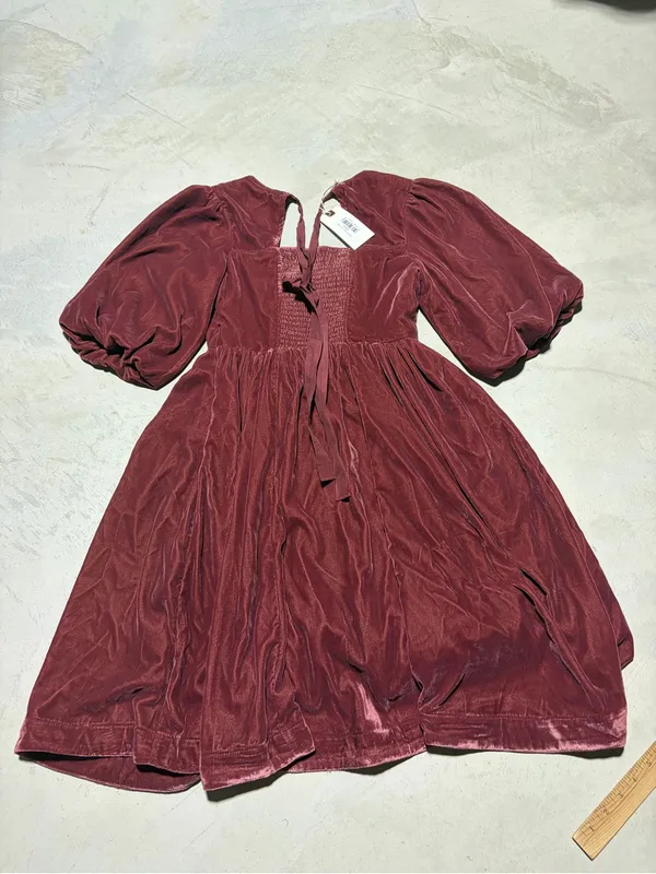 In loom NWT Velvet Desert rose Puff Sleeve mini Dress small MSRP$69 - Image 6