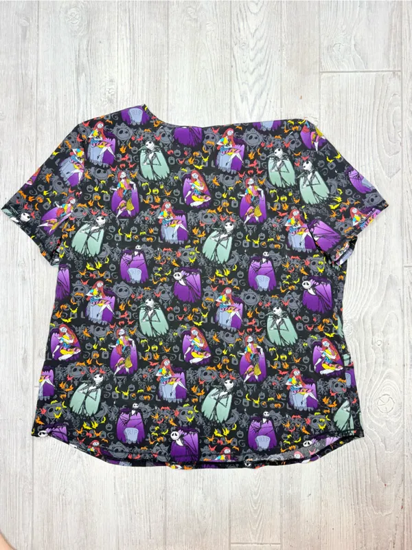 Nightmare before Christmas short sleeve scrub shirt top w/ pockets Halloween xl - Image 5