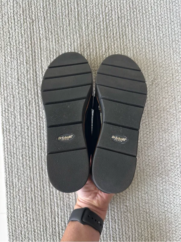 Dr. Scholl's Black Patent and Suede Platform Loafers Sz 7 - Image 5