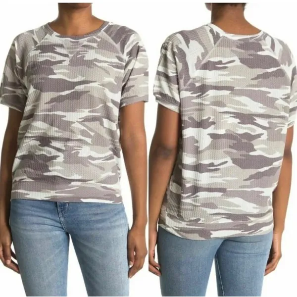 Sweet Romeo Gray Camo Waffle Knit Top‎ NW Size Small - Image 2
