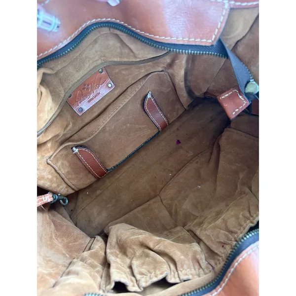 Patricia Nash Navelli Floral Cognac Heritage Italian Leather Tote Shoulder Bag - Image 6