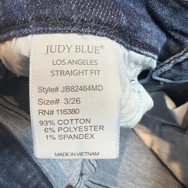 Judy Blue Double the Fun Straight‎ Leg Jeans Raw Hem Sz 3/26 Dark Wash JB82464MD - Image 6