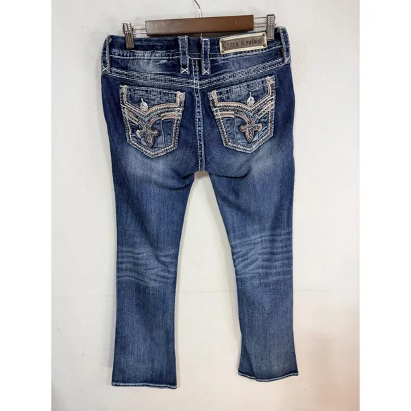 Rock Revival Jeans Coe Bootcut Embellished Women's 29 Blue Denim Y2K Cotton - Image 2