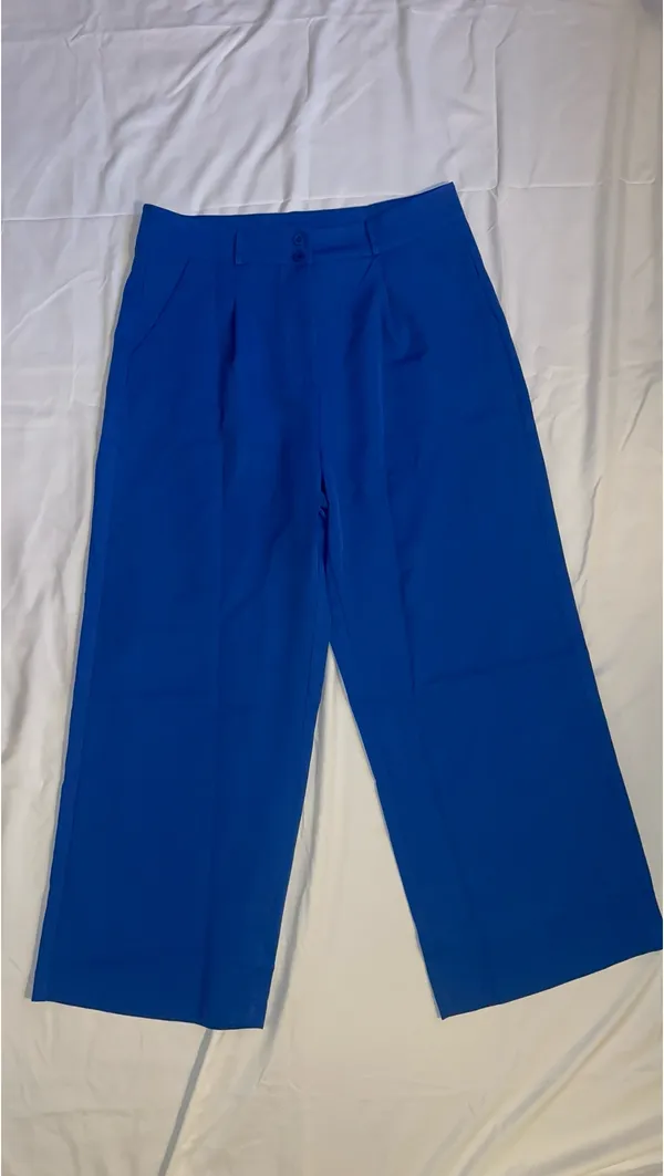 Royal Blue Pleated Wide Leg Trouser Pants XL - Image 7