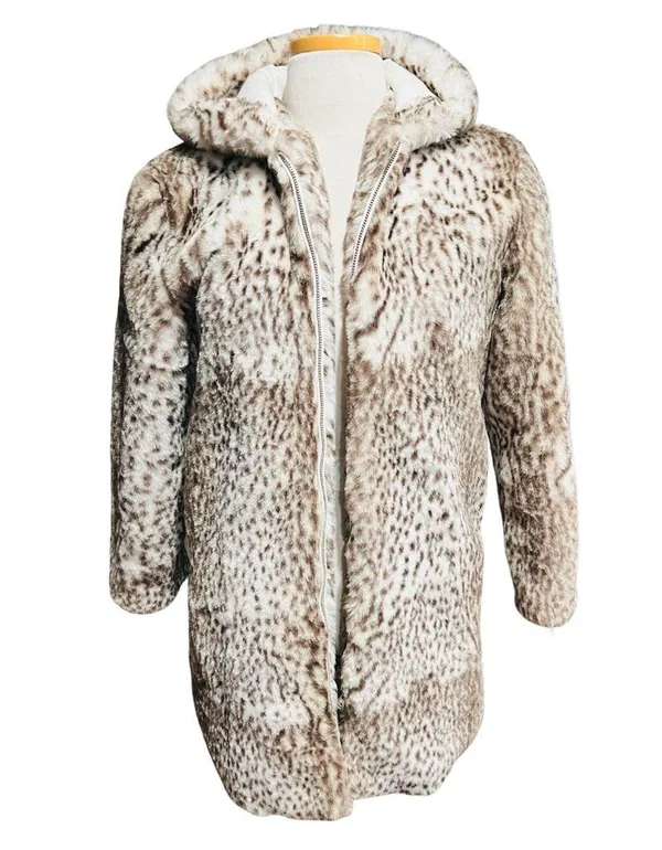 Bella Dahl Faux Fur Jacket - Snow Leopard Size Small - Image 4