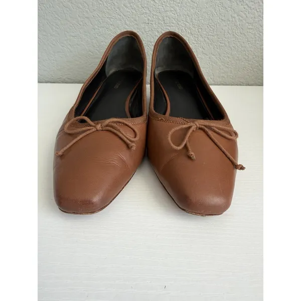 Veronica Beard Cecile Brown Leather Bow Pumps Square Toe Women's US 9 M - Image 7