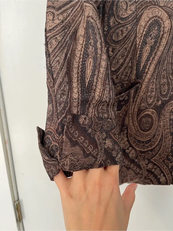 Vintage Brown Paisley Blazer Jacket USED Oversize women’s size small wool - Image 2