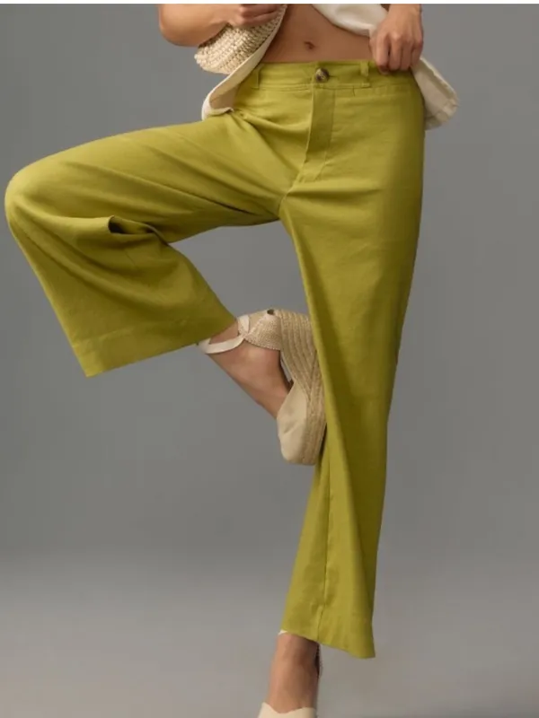 Anthropologie Ettie High-Rise Crop Wide-Leg Pants by Maeve: Linen Edition holly - Image 2